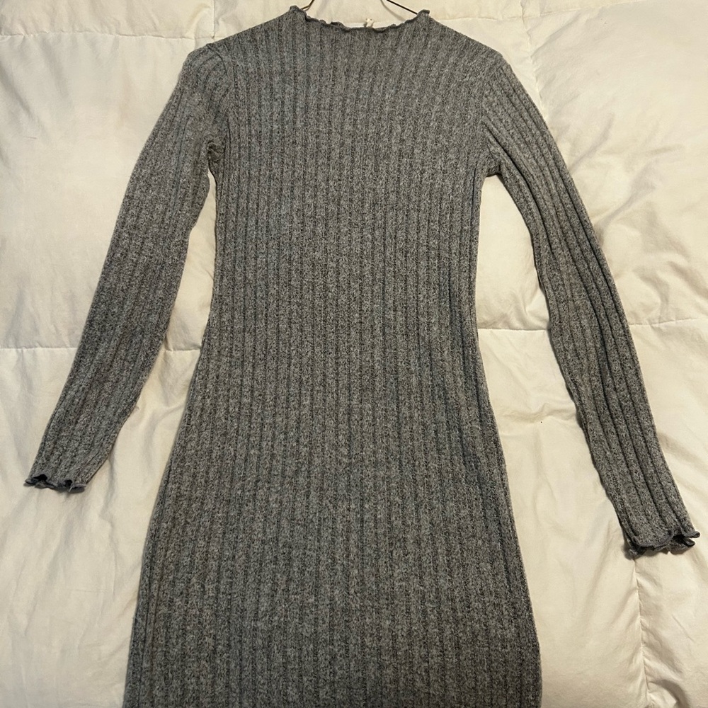 Heart Hips Charcoal Ribbed Long Sleeve Dress